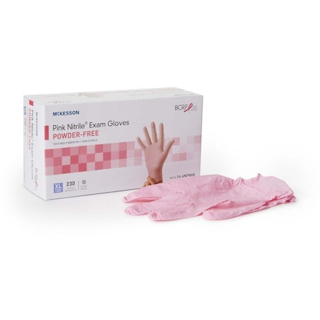 Mckesson Disposable Gloves, Nitrile, XL, 230 PK, Pink 14-6NPNK8